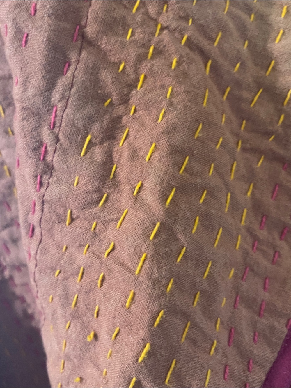Red Patchwork Kantha Quilted Jacket with Embroidery XL-1X Kantha Jacket - Picture 12 of 15